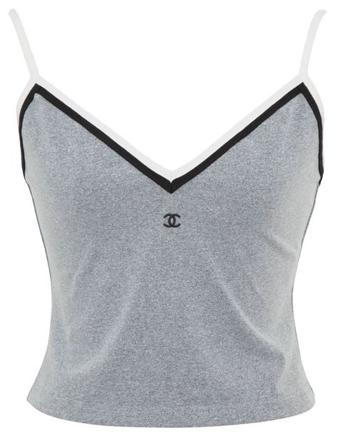 chanel crop top button up|Chanel tank tops for sale.